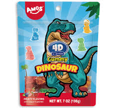 Amos 4D Gummy Dinosaurs Peg Bag 7oz