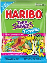 Haribo Peg Bag Tropical Twin Snakes 4oz