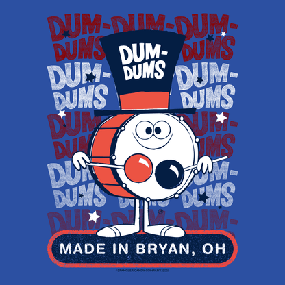 close up of dum dums parade drummer vintage lollipop candy graphic 