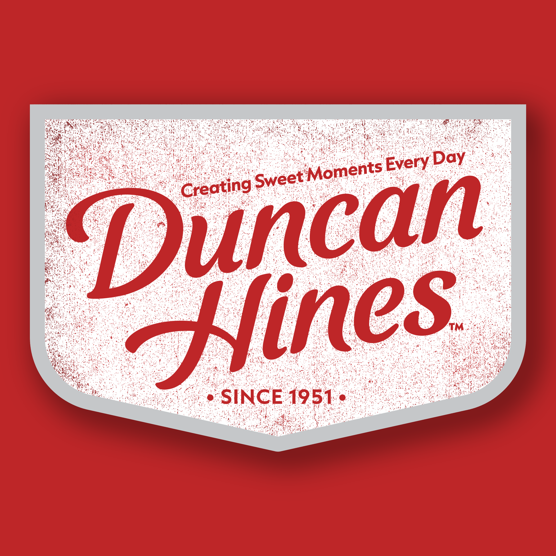 close up of duncan hines since 1951 retro logo graphic