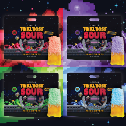 Final Boss Sour - Variety Sour Mango Dipper (4-Pack) - Real Dried Fruit Candy