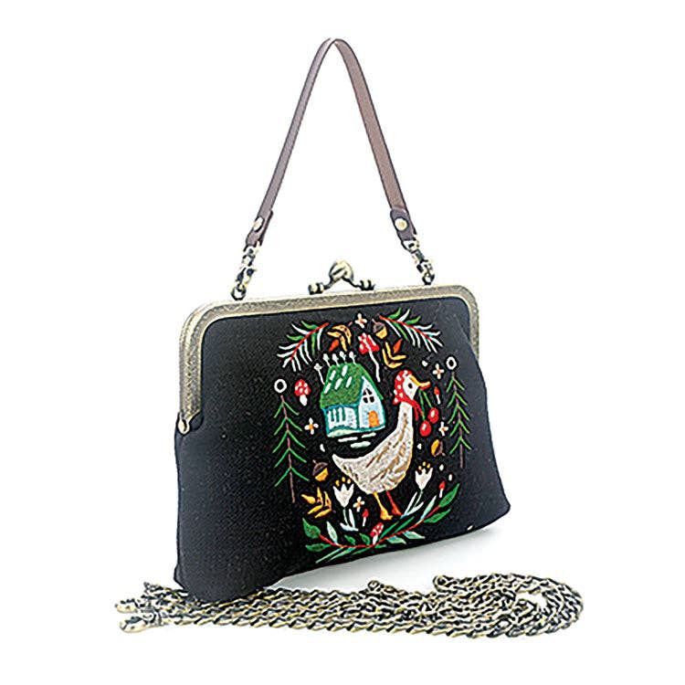COMECO INC - Pretty Goose Cottage Kisslock bag in linen