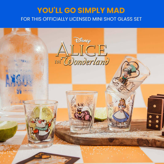 Toynk - Alice in Wonderland 4 Piece 1.5oz Mini Glass Set