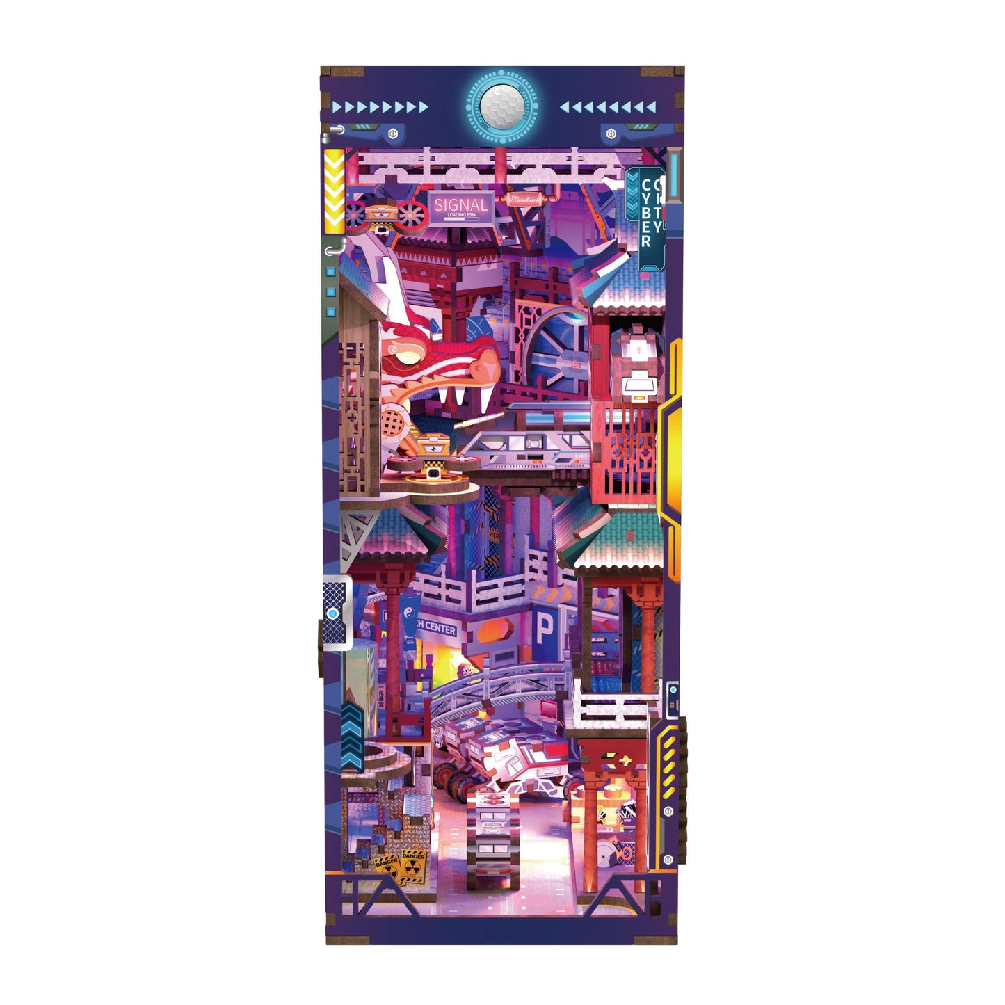 DIY Miniature House Book Nook Kit: Cyber City w/ Dust Coverl