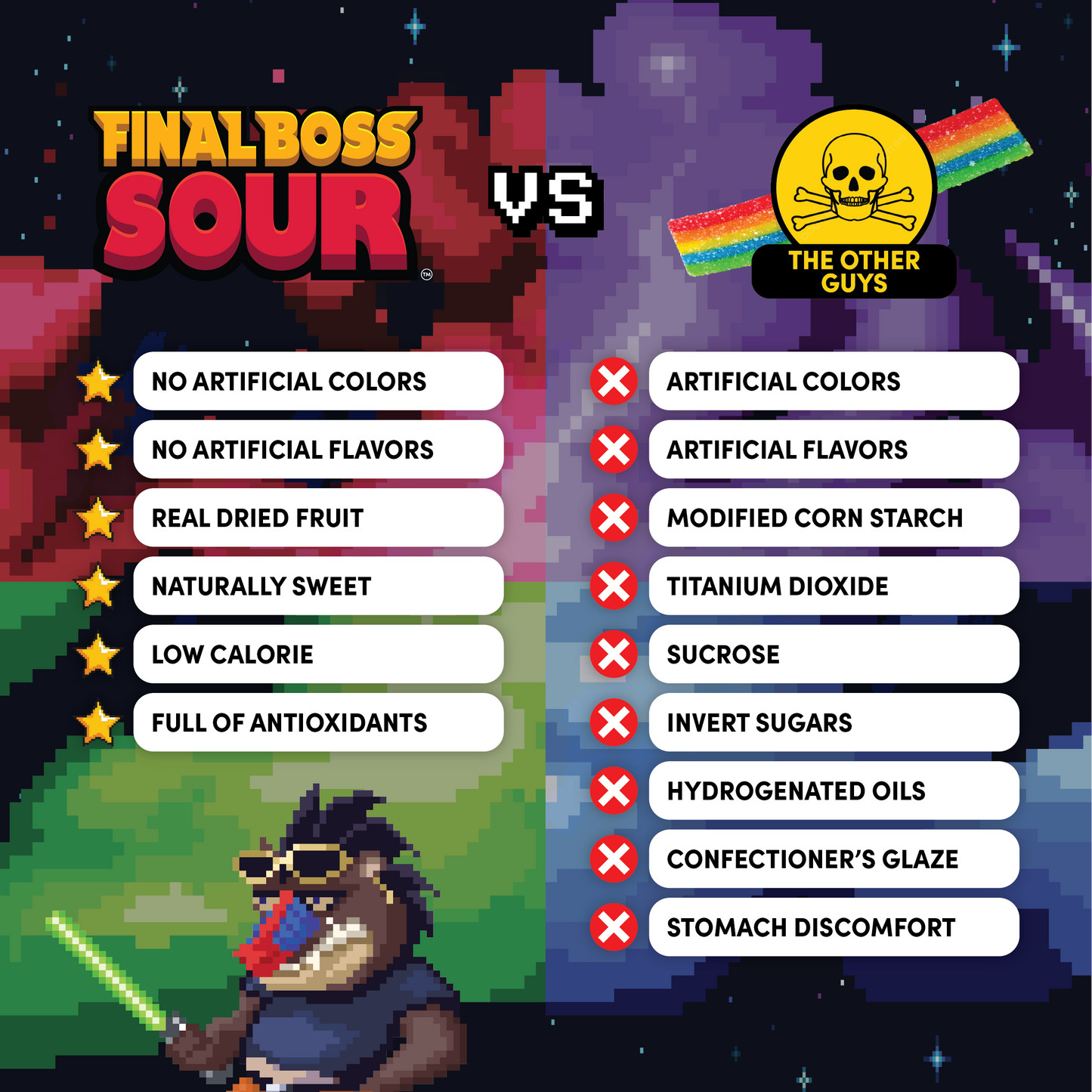 Final Boss Sour - Mango Dippers 1-Pack (Blue Razz, Green Apple, Grape, Cherry)