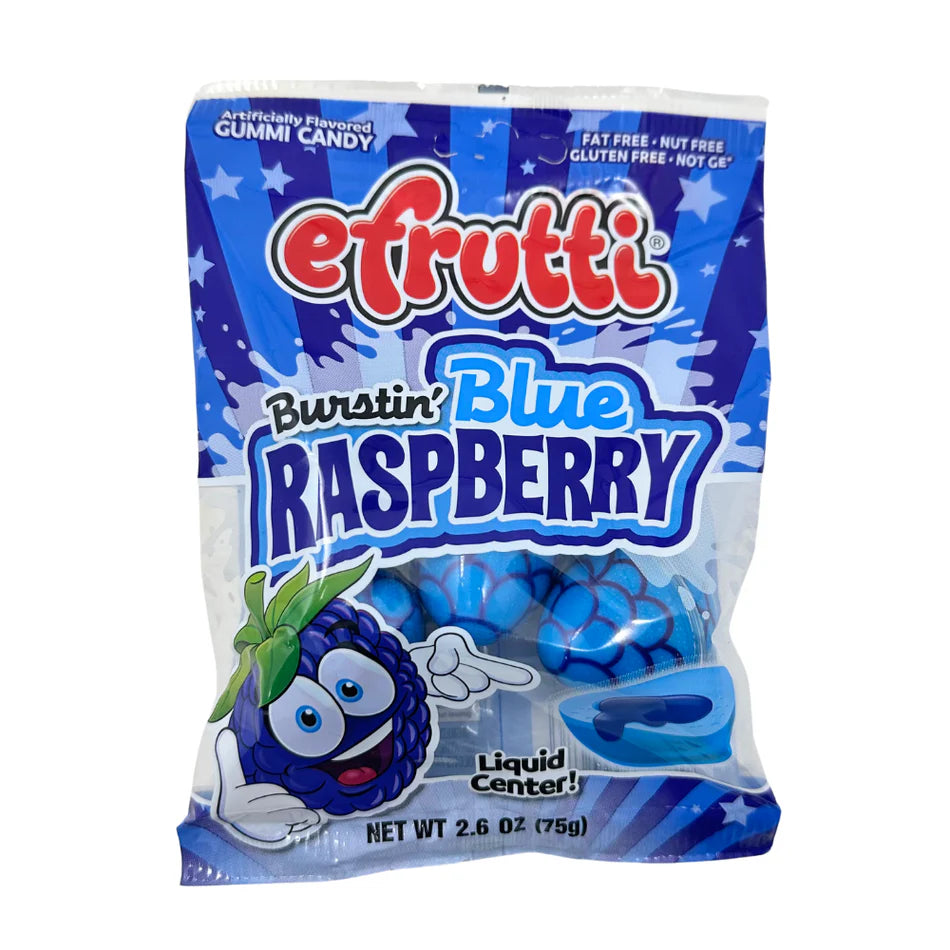 Blue Raspberry Sweet Button efrutti Burstin' Blue Raspberry 2.6oz – Sweet Memories Vintage Tees & Candy