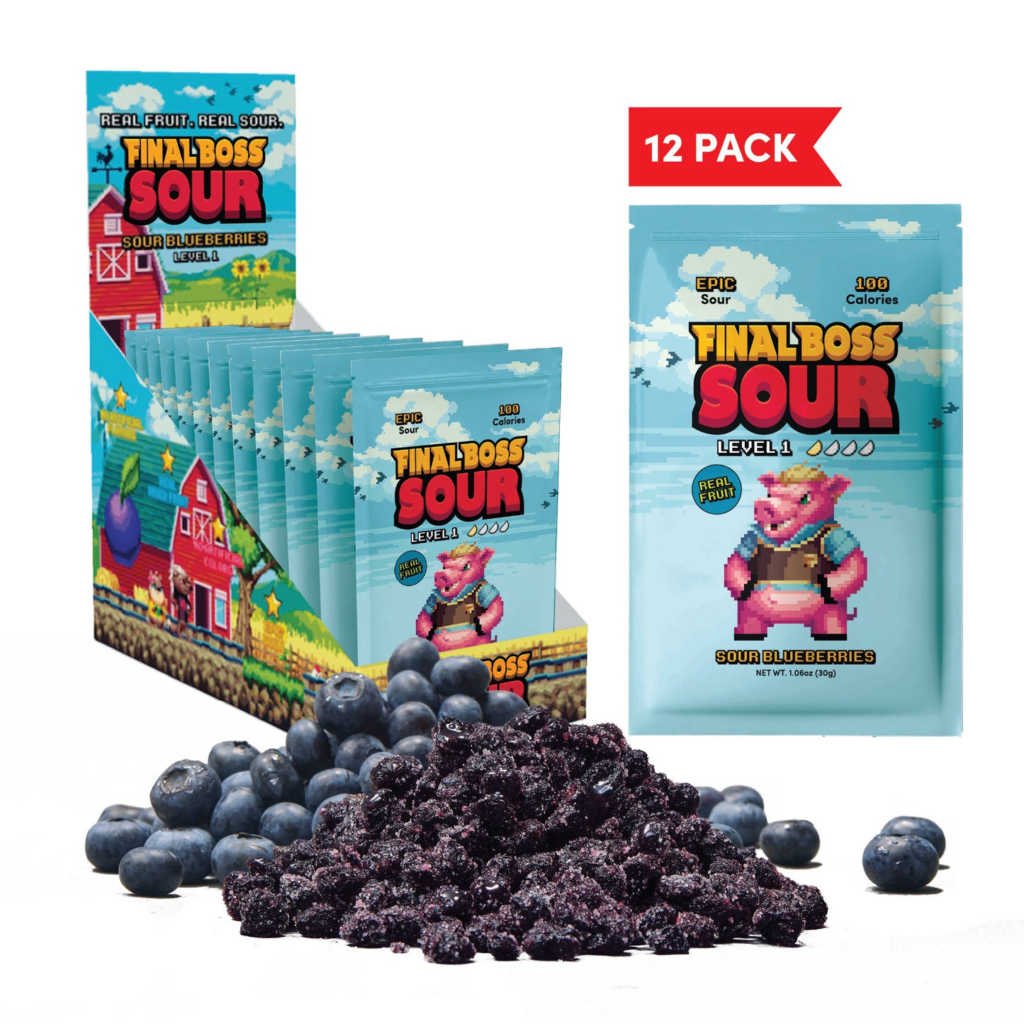 Final Boss Sour - Level 1 Sour Blueberry Retail Display PDQ (12 Count)
