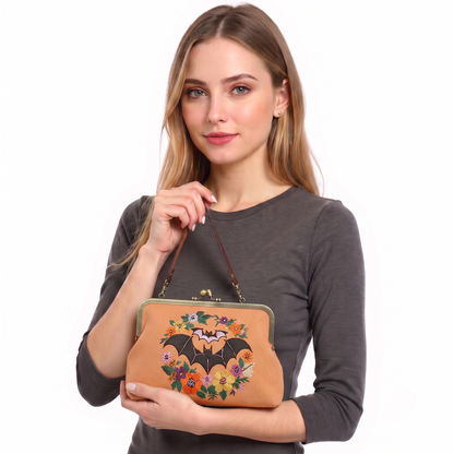 Floral Bat Kisslock Bag