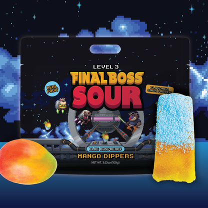 Final Boss Sour - Mango Dippers 1-Pack (Blue Razz, Green Apple, Grape, Cherry)