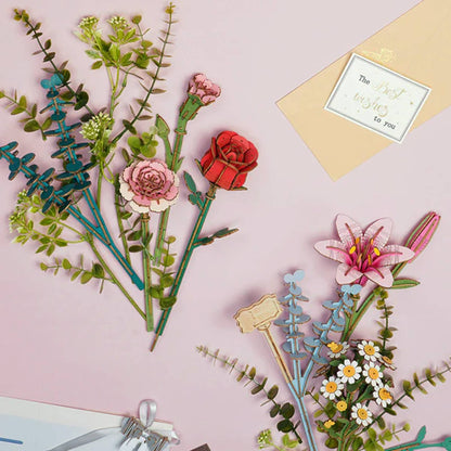 3D Wooden Flower Puzzle Basket