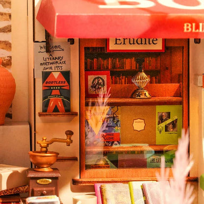 DIY Miniature House Kit: Corner Bookstore