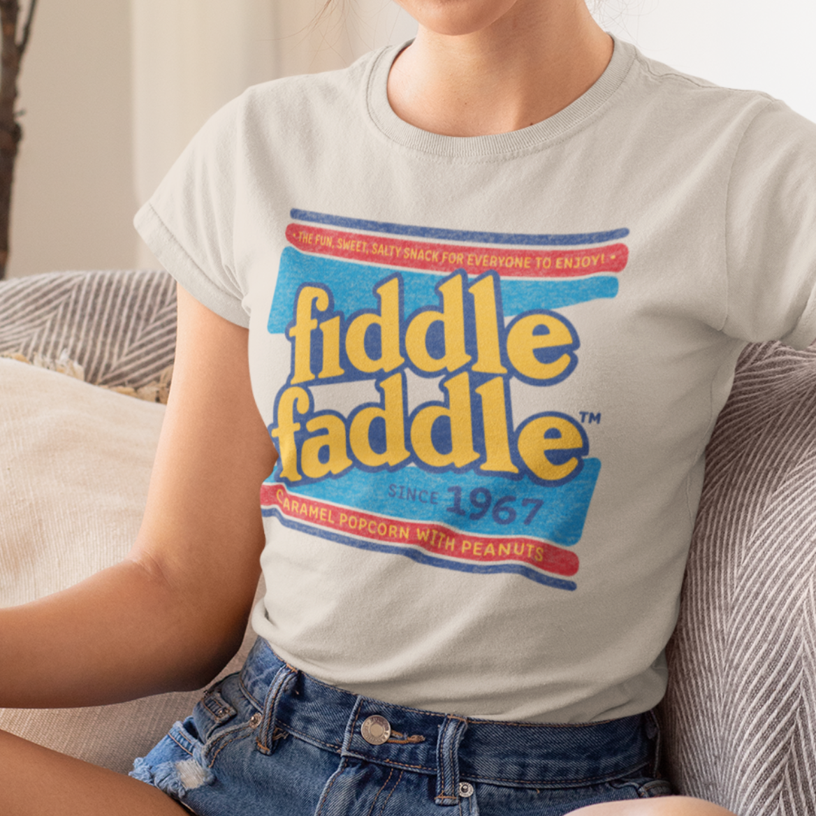 unisex fiddle faddle vintage snack shirt styled casually nostalgic candy outfit