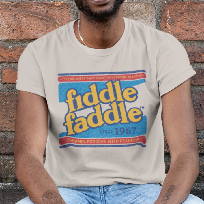 unisex fiddle faddle vintage snack shirt styled casually nostalgic candy outfit