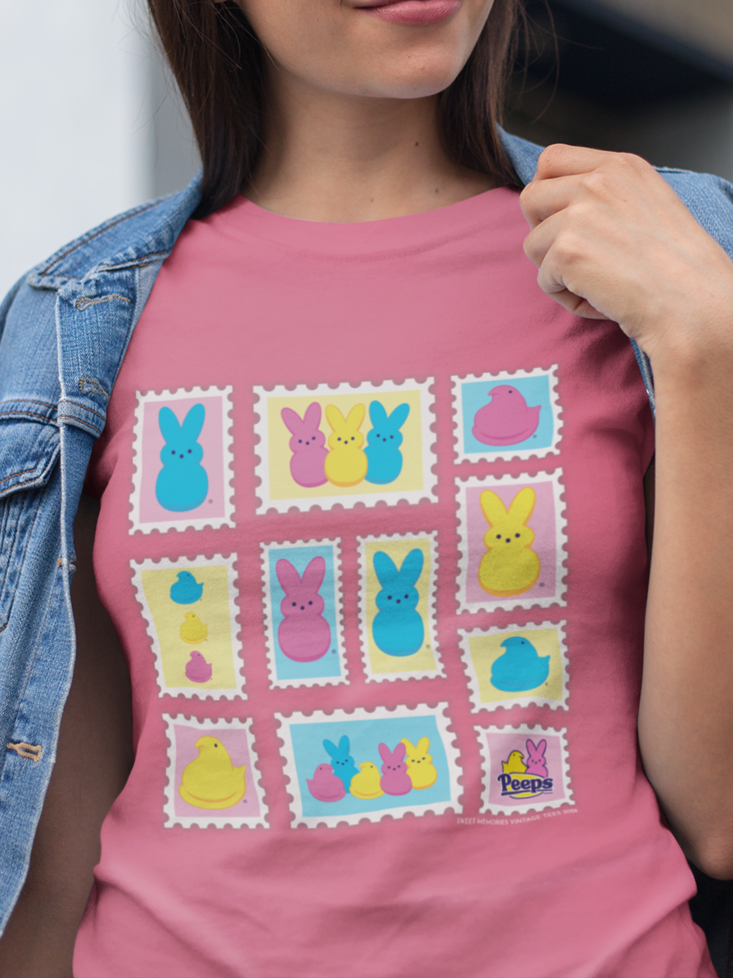 PEEPS® Officially Licensed Vintage Stamp Easter T-Shirt – Retro Marshmallow Candy Graphic Tee