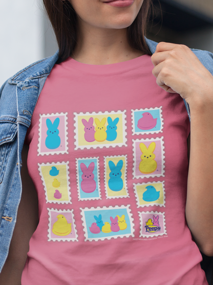 PEEPS® Officially Licensed Vintage Stamp Easter T-Shirt – Retro Marshmallow Candy Graphic Tee