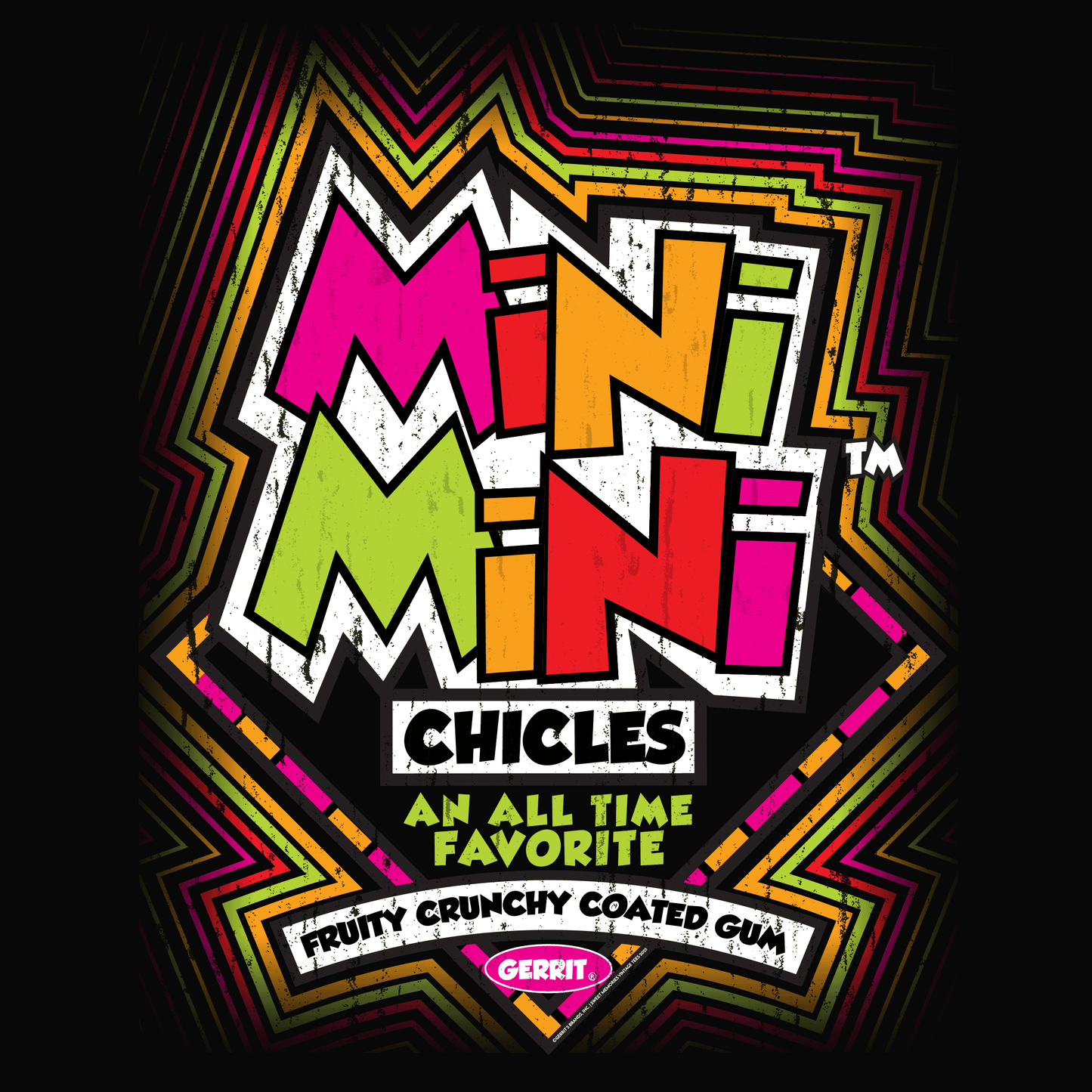 close up of gerrits mini mini chicles all time favorite vintage candy graphic