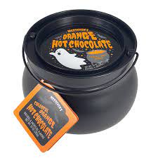 Plastic Cauldron Halloween Ghost Orange Hot Chocolate 10oz