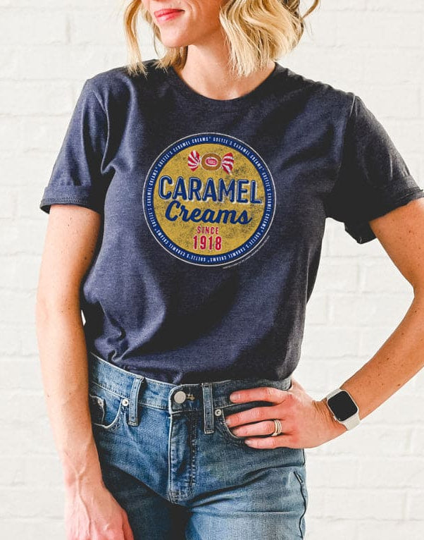 unisex goetzes caramel creams shirt styled casually nostalgic candy lover outfit
