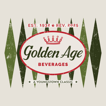 Vintage Golden Age Retro Logo artwork inspired by classic soda branding with distressed retro styling.