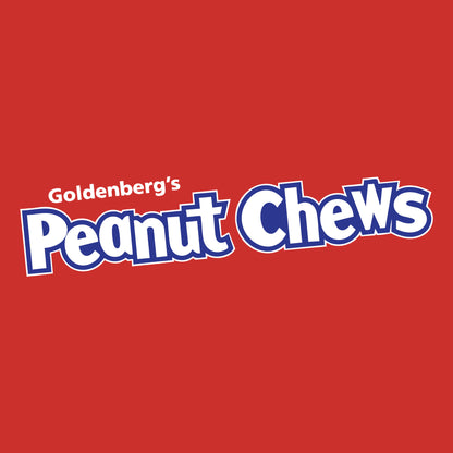 Close-up of the GOLDENBERG'S® PEANUT CHEWS® Since 1917 front chest logo graphic featuring the iconic logo.