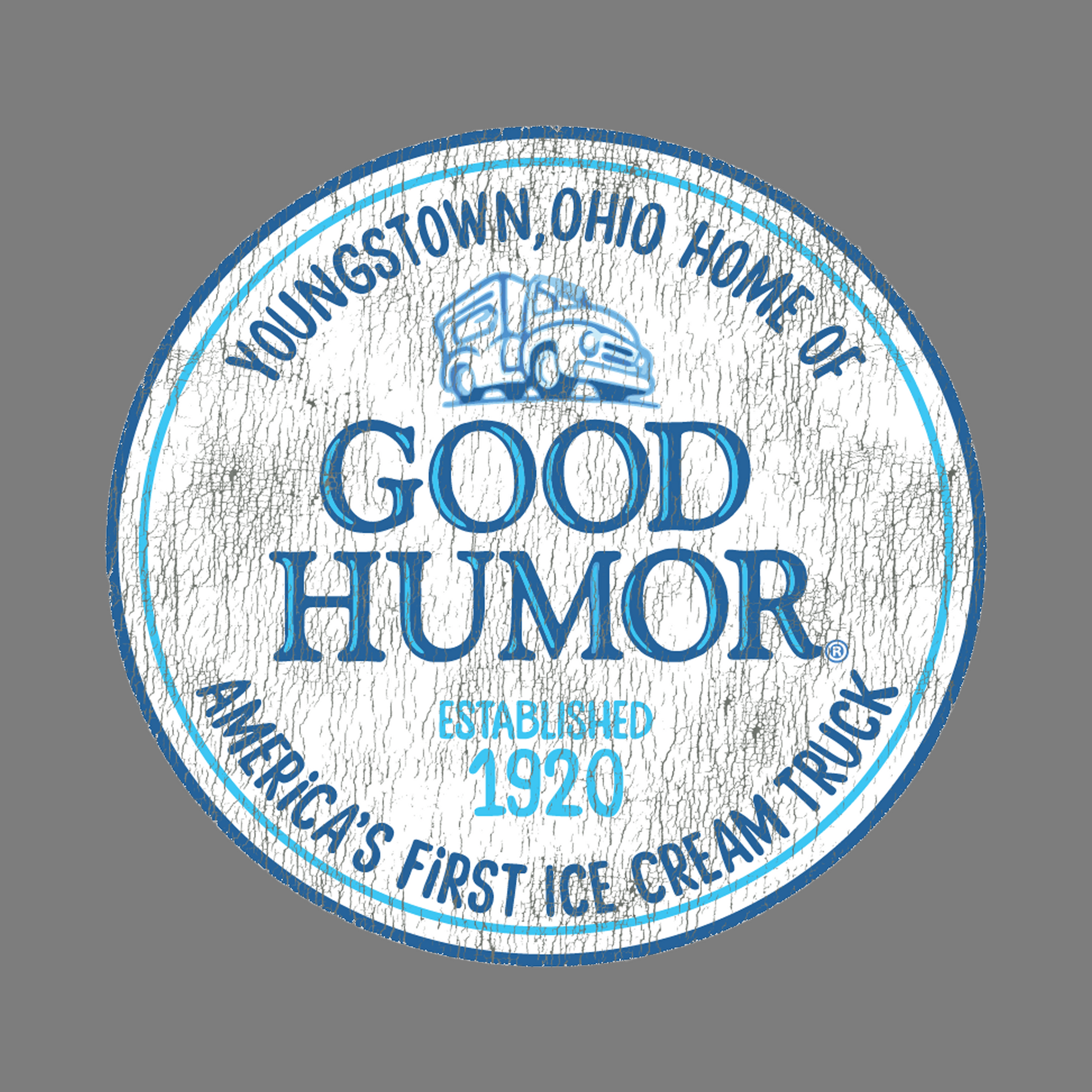 close up of good humor americas first ice cream truck retro logo graphic