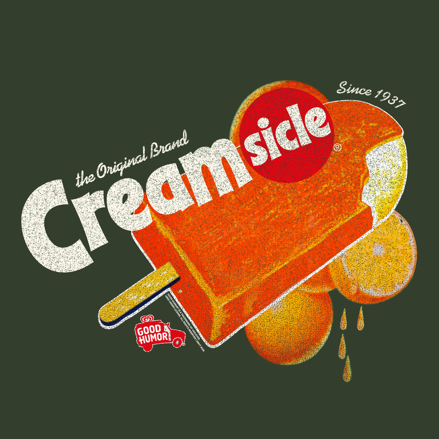 Vintage Good Humor™ Creamsicle Since 1937 artwork featuring the iconic orange and vanilla frozen treat, retro typography, and nostalgic branding.