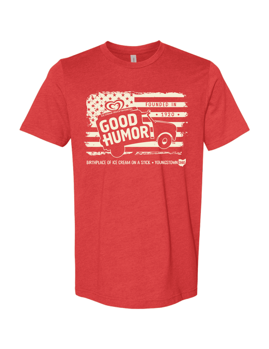 Good Humor™ Ice Cream Since 1920 Front Print Tee featuring a vintage ice cream truck graphic and nostalgic Americana-inspired design on a unisex t-shirt.