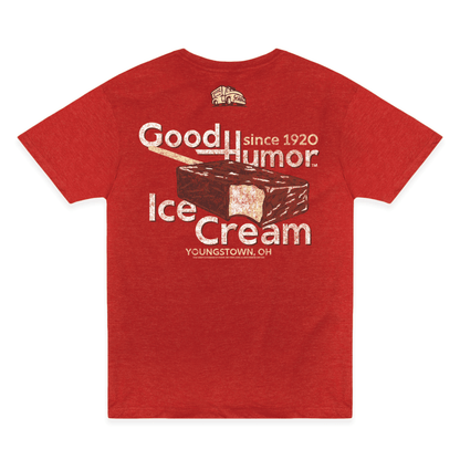 Good Humor™ Vintage Ice Cream Bar 1920 Tee featuring a classic chocolate-covered ice cream bar graphic and nostalgic Youngstown, Ohio-inspired artwork on a unisex t-shirt.