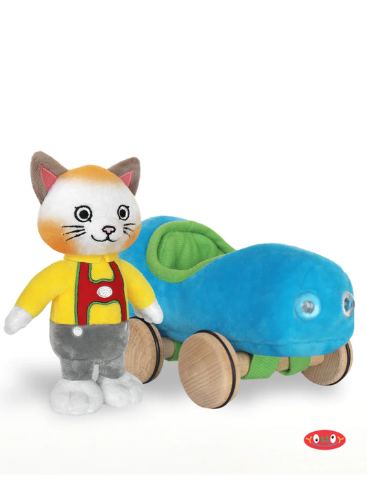Huckle Cat Soft Toy with Car