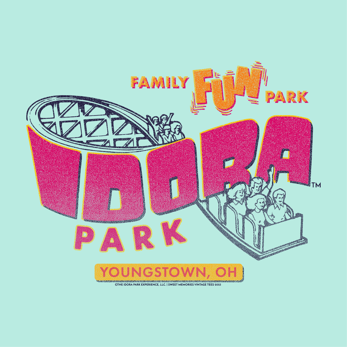 close up of idora family fun park youngstown ohio vintage graphic