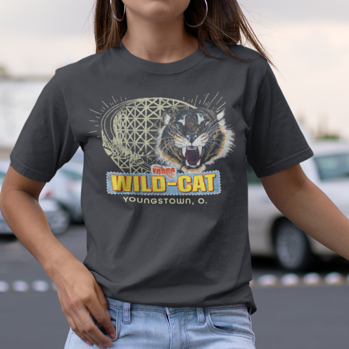 unisex idora park wildcat coaster shirt styled casually retro ohio amusement park outfit