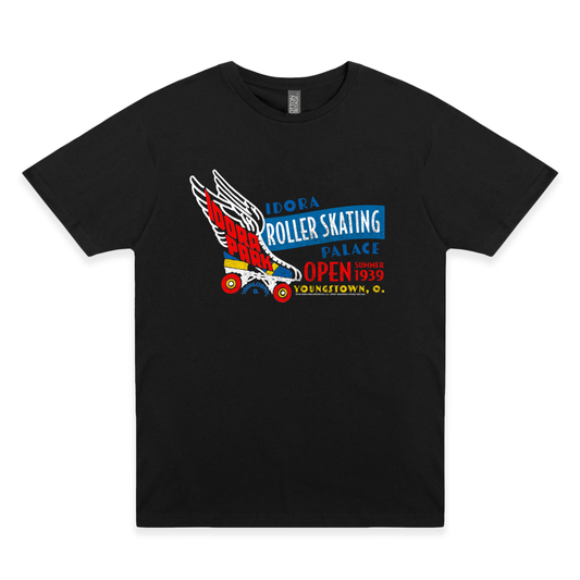idora roller skating palace youngstown ohio vintage skating rink graphic t shirt unisex nostalgia apparel