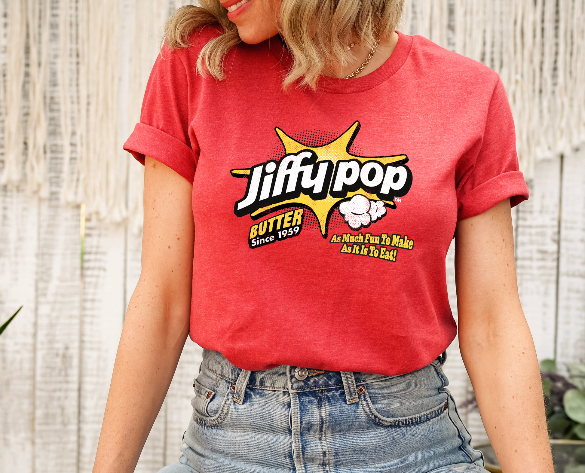 unisex jiffy pop vintage snack shirt styled casually retro movie night outfit