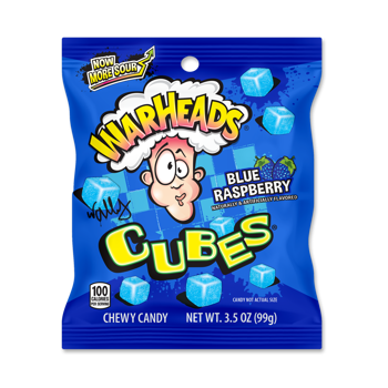 Warheads Blue Raspberry Cubes Peg Bag 3.5oz