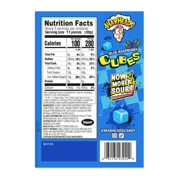 Warheads Blue Raspberry Cubes Theater Box 3oz