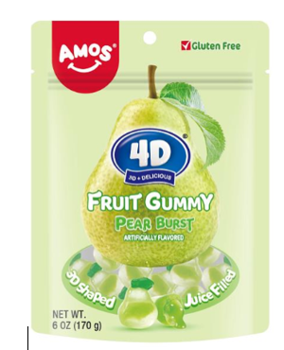 Amos 4D Gummy Juicy Burst Pear 6oz