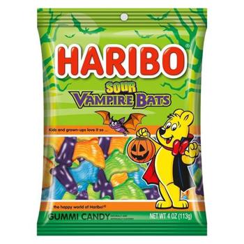 Haribo Peg Bag Halloween Sour Vampire Bats 4oz