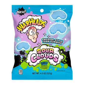 Warheads Sour Clouds Peg Bag Cotton Candy 4.5oz