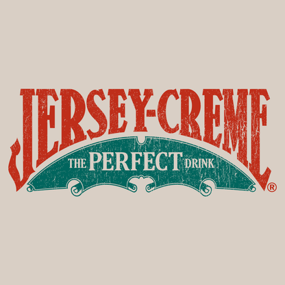 Vintage Jersey Creme® The Perfect Drink artwork featuring nostalgic soda branding, retro typography, and classic beverage advertising.