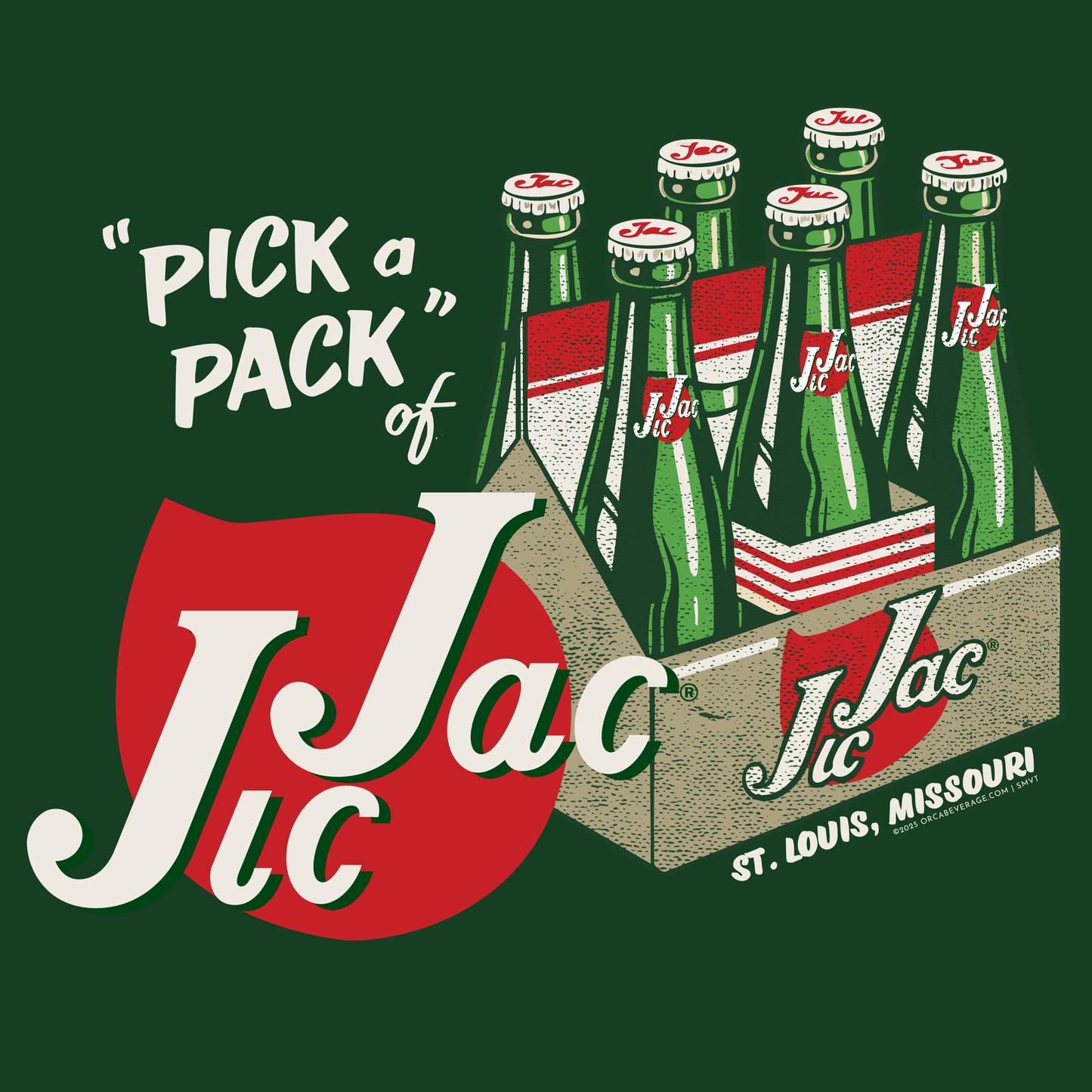 Close-up of the Jic Jac® Pick A Pack! graphic featuring vintage soda pop artwork and nostalgic retro details