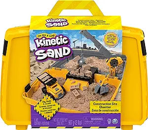 Kinetic Sand Construction Site Folding Sandbox Playset with Vehicle and 2lbs of Kinetic Sand