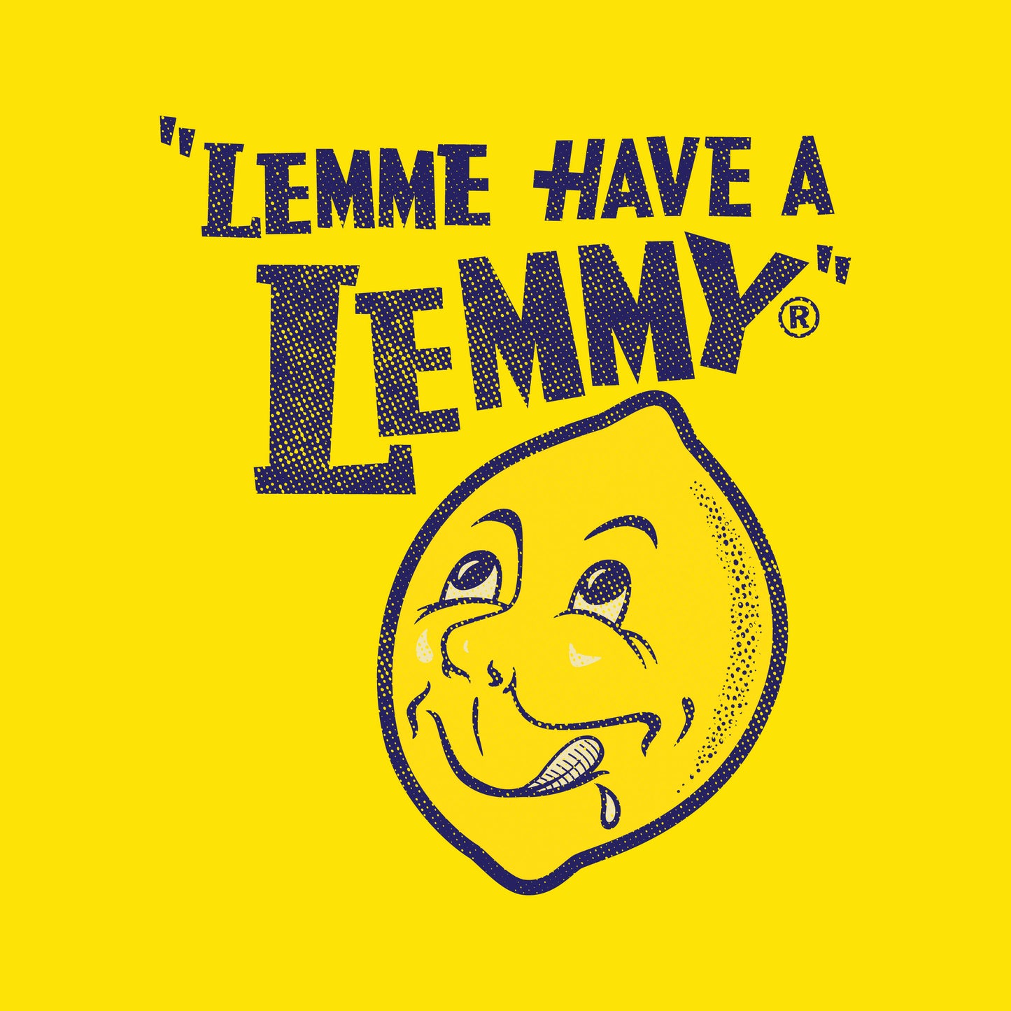 Vintage Lemmy® Lemonade front left chest logo featuring the classic Lemmy® mascot and "Lemme Have a Lemmy®" design for the Officially Licensed unisex graphic T-shirt.