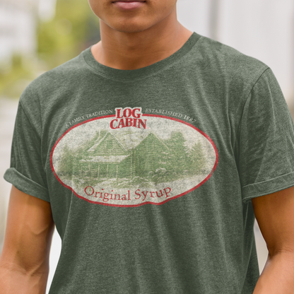 unisex log cabin syrup vintage shirt styled casually nostalgic breakfast outfit