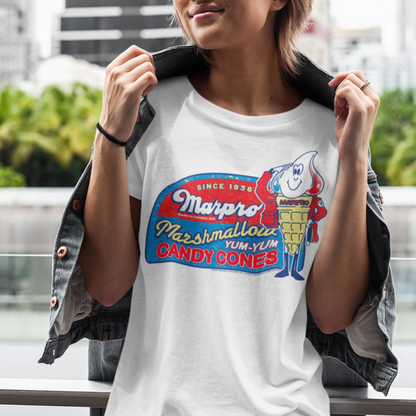 unisex marpro marshmallow cones t shirt styled casually retro dessert brand outfit nostalgic look