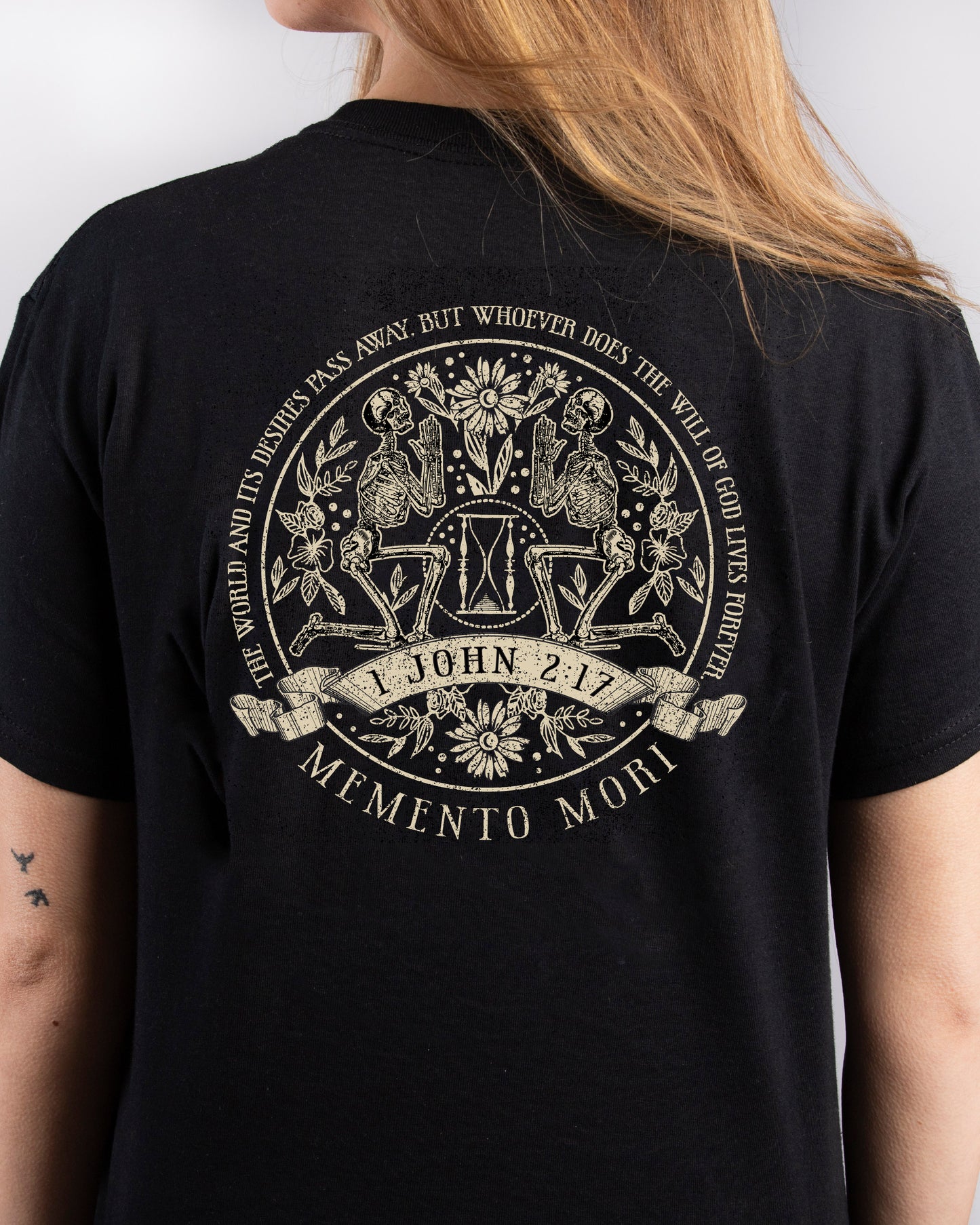 unisex memento mori christian shirt styled casually faith inspired gothic outfit