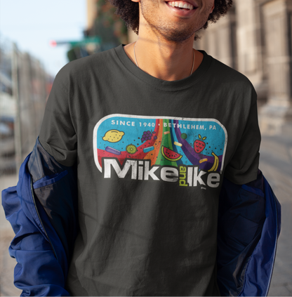unisex mike and ike rainbow shirt styled casually colorful candy lover outfit