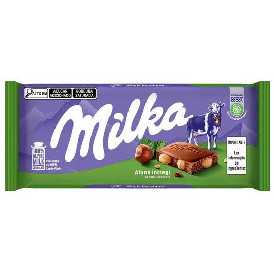 Milka Bar- Milk Chocolate with Whole Hazelnuts