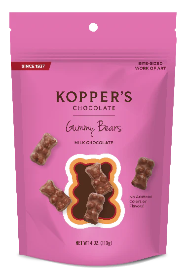 Kopper's Milk Chocolate Gummy Bears- 4oz Pouch