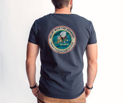 americas navy seabees enlist vintage graphic t shirt officially licensed military patriotic unisex tee back mockup
