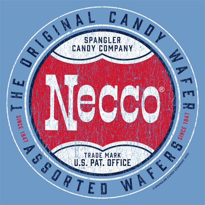 close up of necco wafer seal since 1847 vintage candy logo graphic